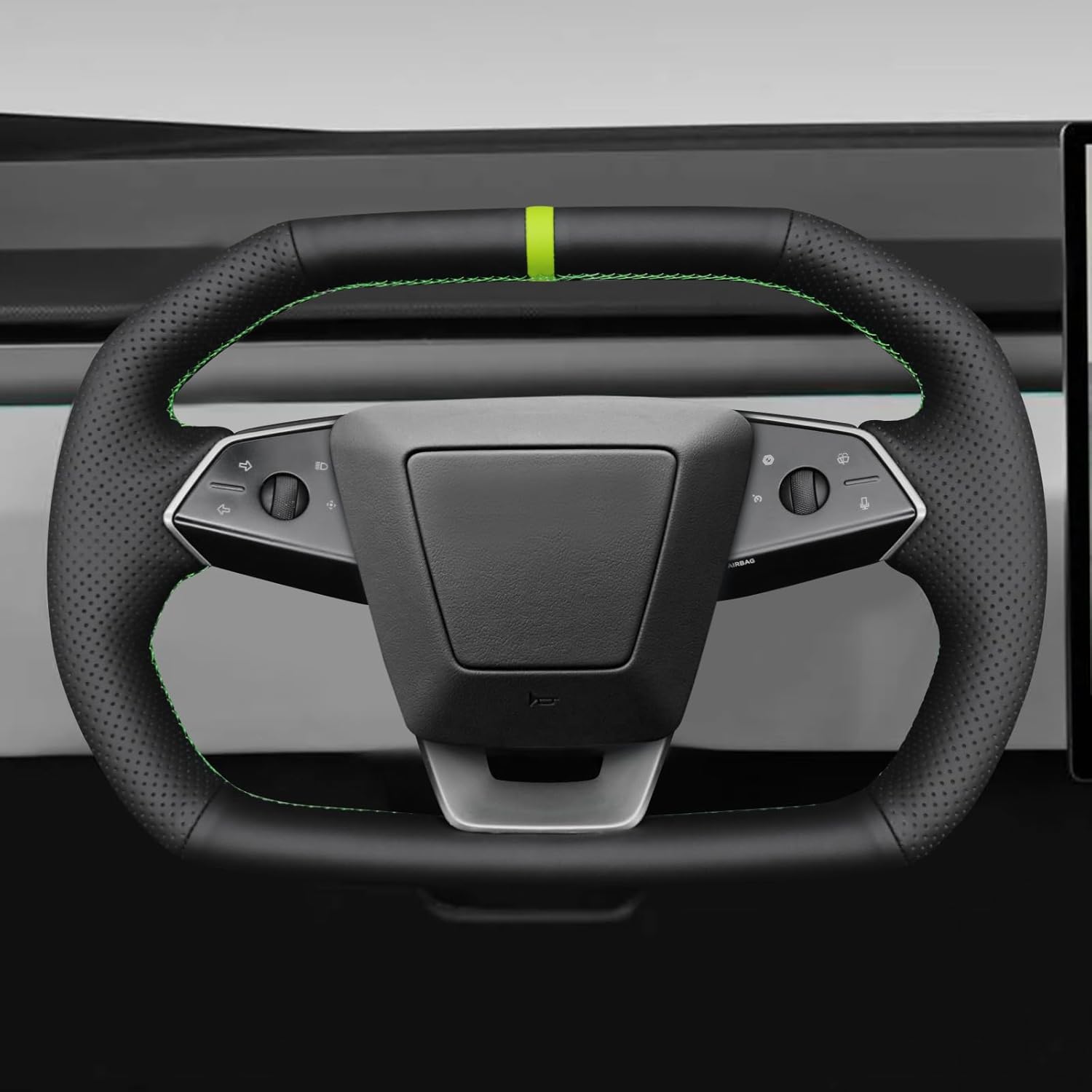 MEWANT Stitching Steering Wheel Cover for Tesla Cybertruck 2023-2024 Steering Wheel Wrap Cybertruck Interior Accessory