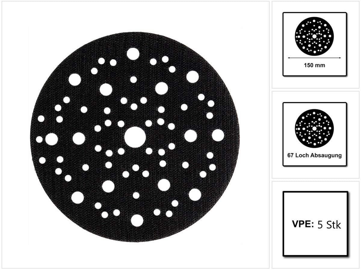 Mirka Almohadilla protectora Ø 150mm 67-agujeros, 5 piezas, para proteger los discos de lijado con revestimiento de cierre adhesivo, 8295610111