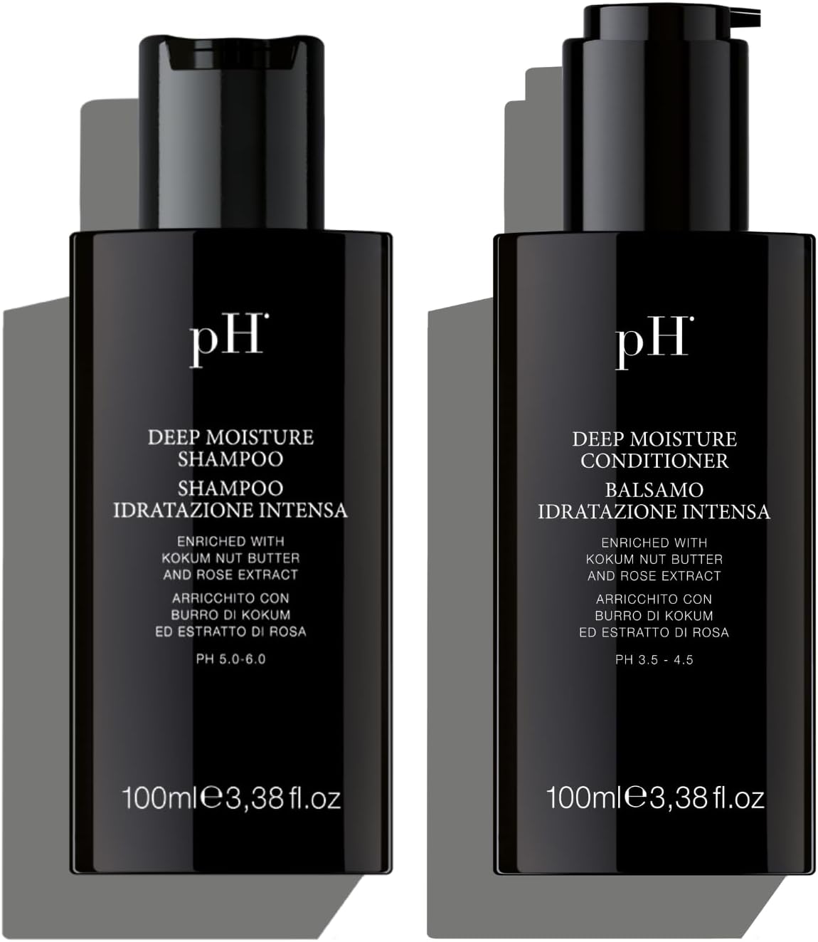 Deep Moisture Shampoo and Conditioner Set - Hydrating and Moisturizing Shampoo and Conditioner - Dry Hair - Enriched with Kokum Nut Butter and Rose Extract (3.38 Oz each)