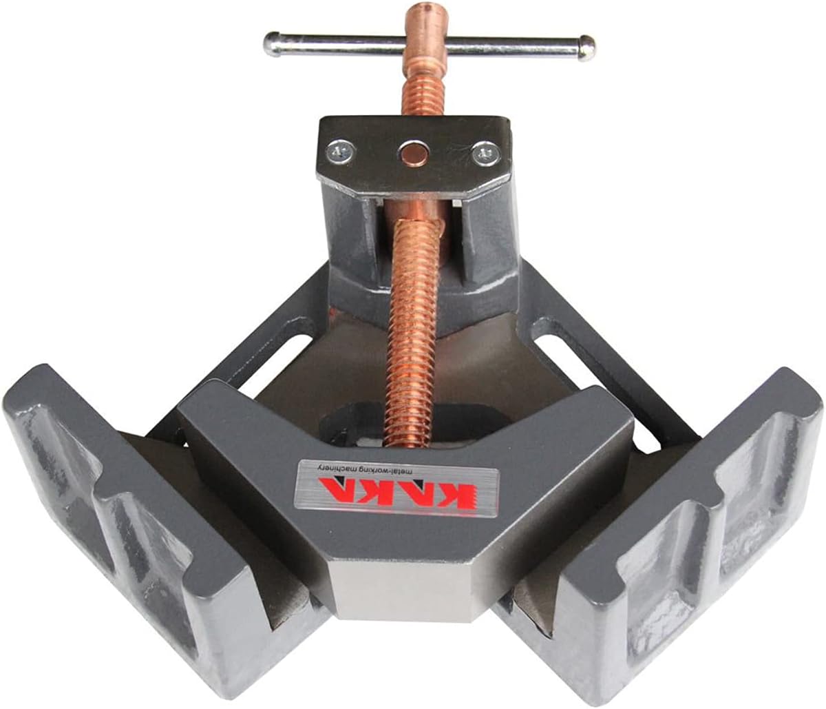 KAKA INDUSTRIAL Angle Clamp Heavy Duty Right 90-Degree Welding Clamp Vice, 4-Inch Jaw Opening, for Woodworking Corner Miter, Metalworking, and Photo Framing, AC-100​