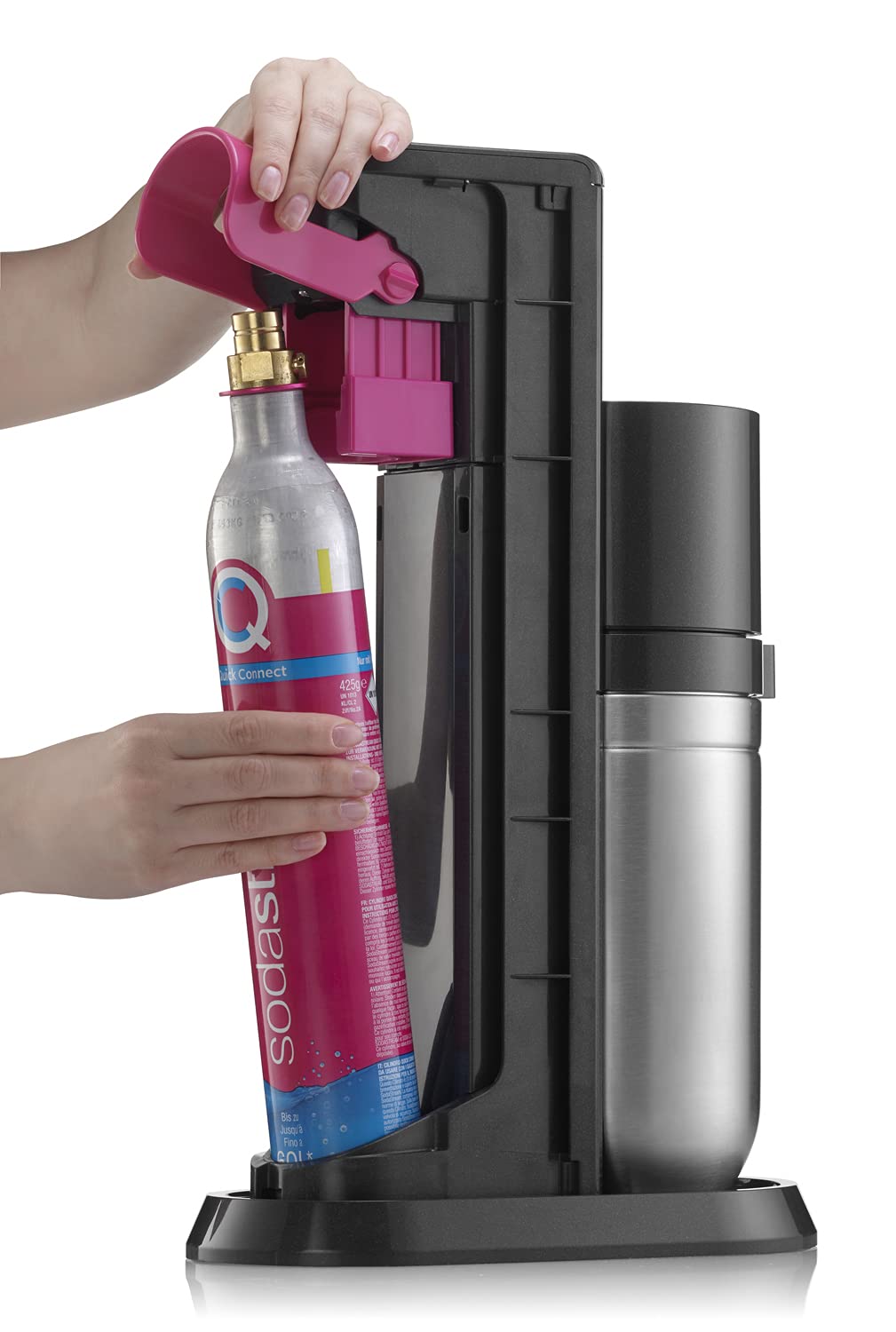 SodaStream DUO Machine à Eau Pétillante pour Carafe en Verre | Pack 2 Carafes en Verre 1L + 1 Bouteille 1L Compatibles Lave-Vaisselle + 1 Recharge de Gaz 60L à Clipser | Noire [Amazon Exclusive]