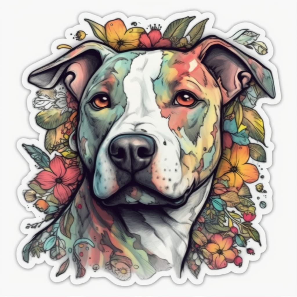 Yoonek Graphics American Staffordshire Terrier American Staffordshire Terrier Dog Vinyl Decal Sticker for Car, Laptop, Tumbler, More. #009480-6