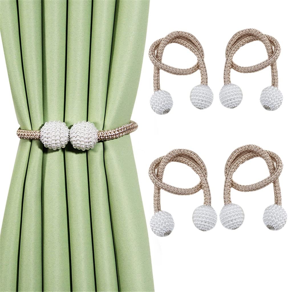 4 Pcs Perle Magnétique Rideau Clip Rideaux Titulaire Embrasse Boucle Boule Suspendue Boucle Attache Arrière Rideau Accessoires (Couleur : A, Taille (A comme Le Montre l'image)