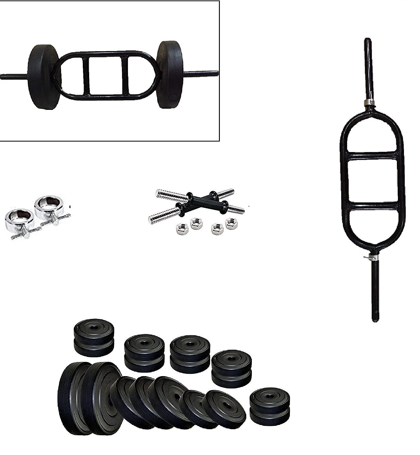 Body Maxx 20 Kg Weight Lifting Home Gym Dumbells Bars Plus Triceps Egg Bar-image-11