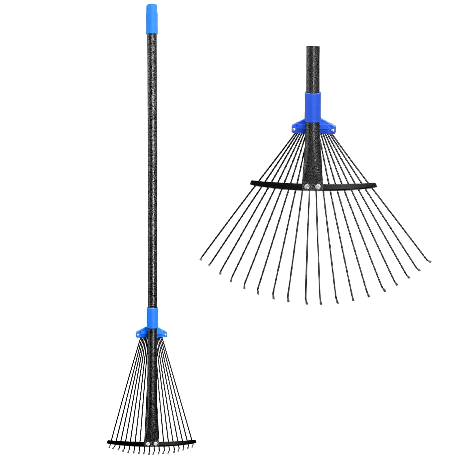 Rastrello da Giardino in Metallo, Rastrello per Foglie e Prato con Manico in Metallo 115 cm, Attrezzo Ideale per Pulizia di Cortile, Giardino e Piante