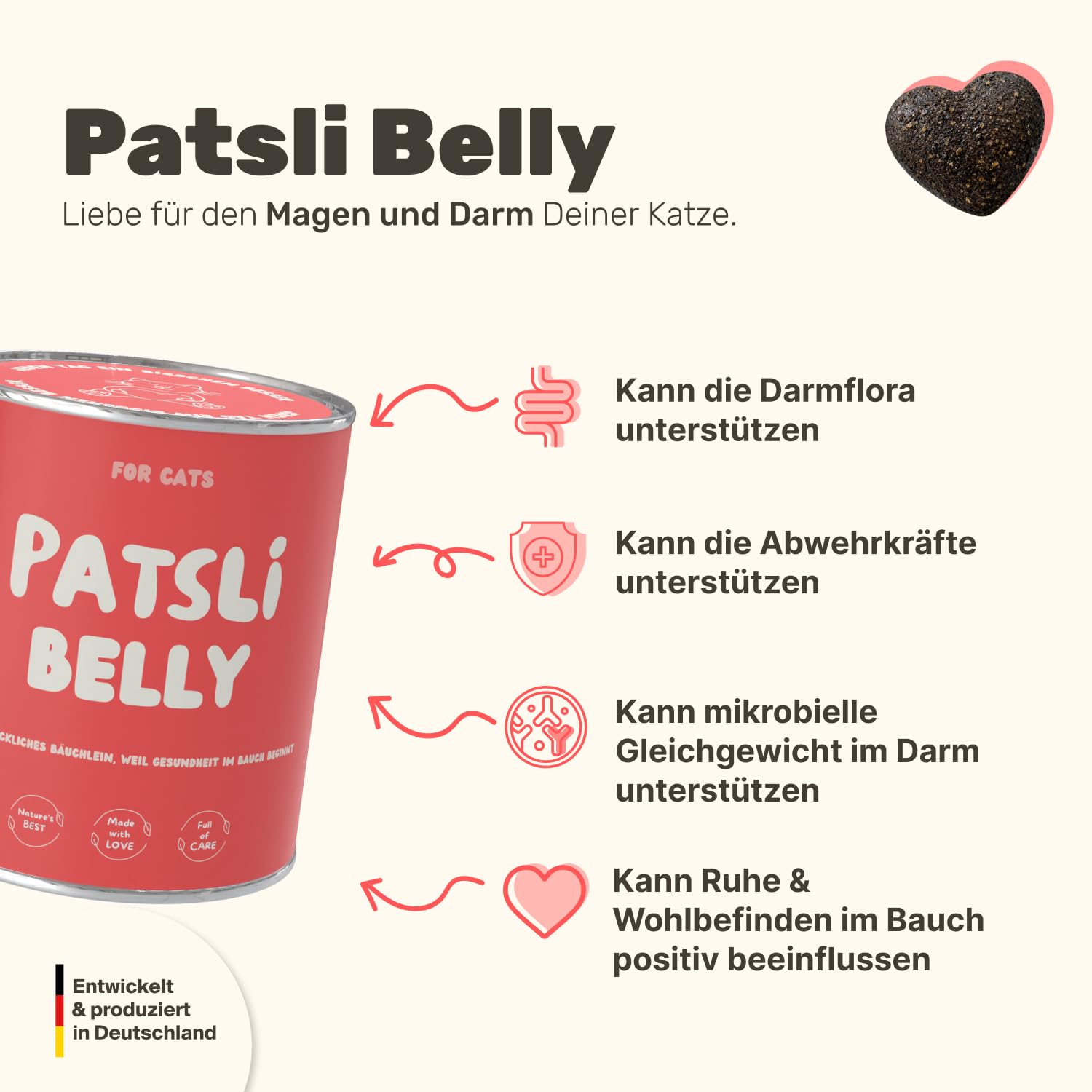 2er Set | 9-in-1 Probiotika für Deine Katze | Unterstützt die Verdauung von Katzen | Ergänzungsfuttermittel für Katzen | Bei Durchfall Katze | Flohsamen & Löwenzahnkraut | Patsli Belly