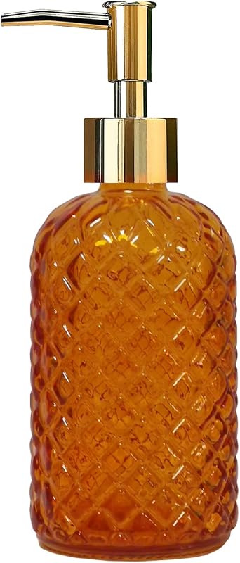 Frasco dosador de vidro YYTSGG com bomba plástica dourada, laranja, 400 mL