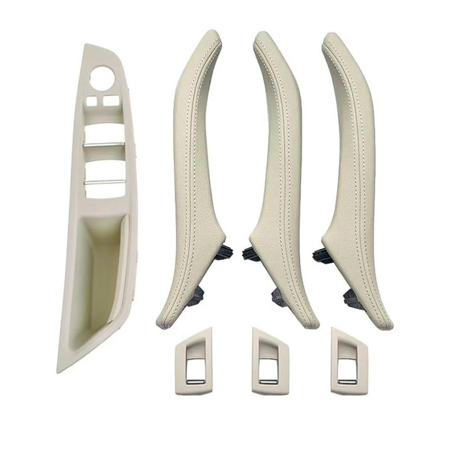 NMJLQW LHD Leather Interior Door Pull Handle Assembly Set for BMW 5 Series F10 F11 F18 520 523 525 528 530 535 Interior Decoration(LHD Oyster8)