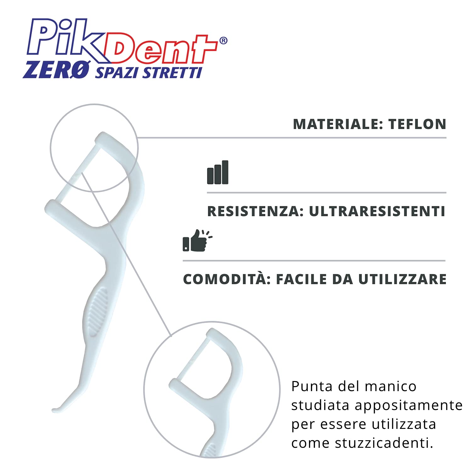 Pikdent Zero Spazi Stretti - Forcelle Interdentali con nastro in PTFE - Comode Come Lo Stuzzicadenti, Efficaci Come il Filo Interdentale - 30 Forcelle