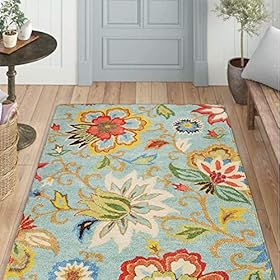 Lahome Collection Modern Floral Area Rug - 3'x5' Washable Rug Non-Slip Colorful Vintage Area Rug Accent Distressed Throw… 61pKgJJSZbL. SS280