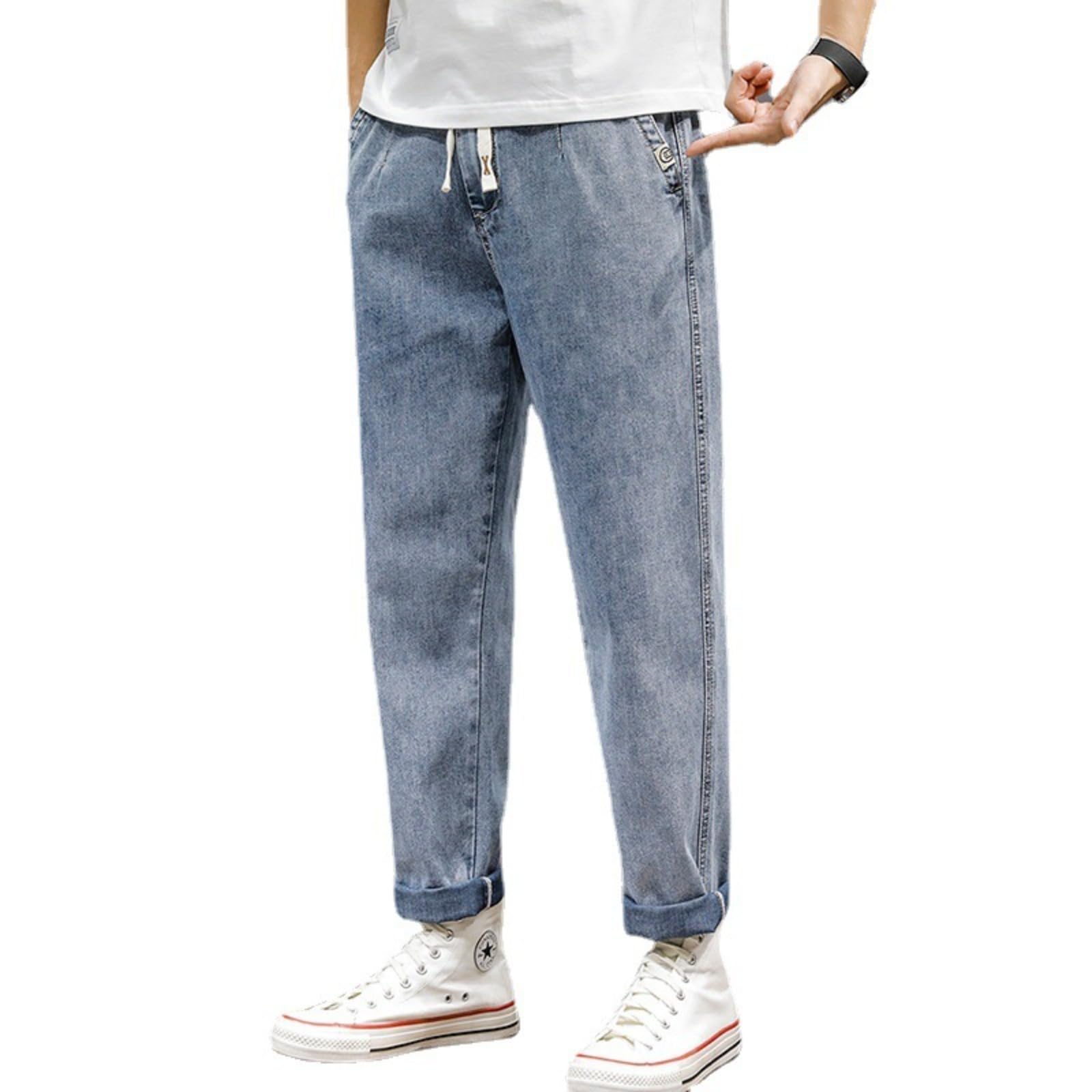 Aldevin-Budis Jeans Pants Trousers Denim Oversized Men's Jeans Men's Loose Fitting Straight Casual Pants Spring and Summer Trendy Fat Guy Harlan Pants