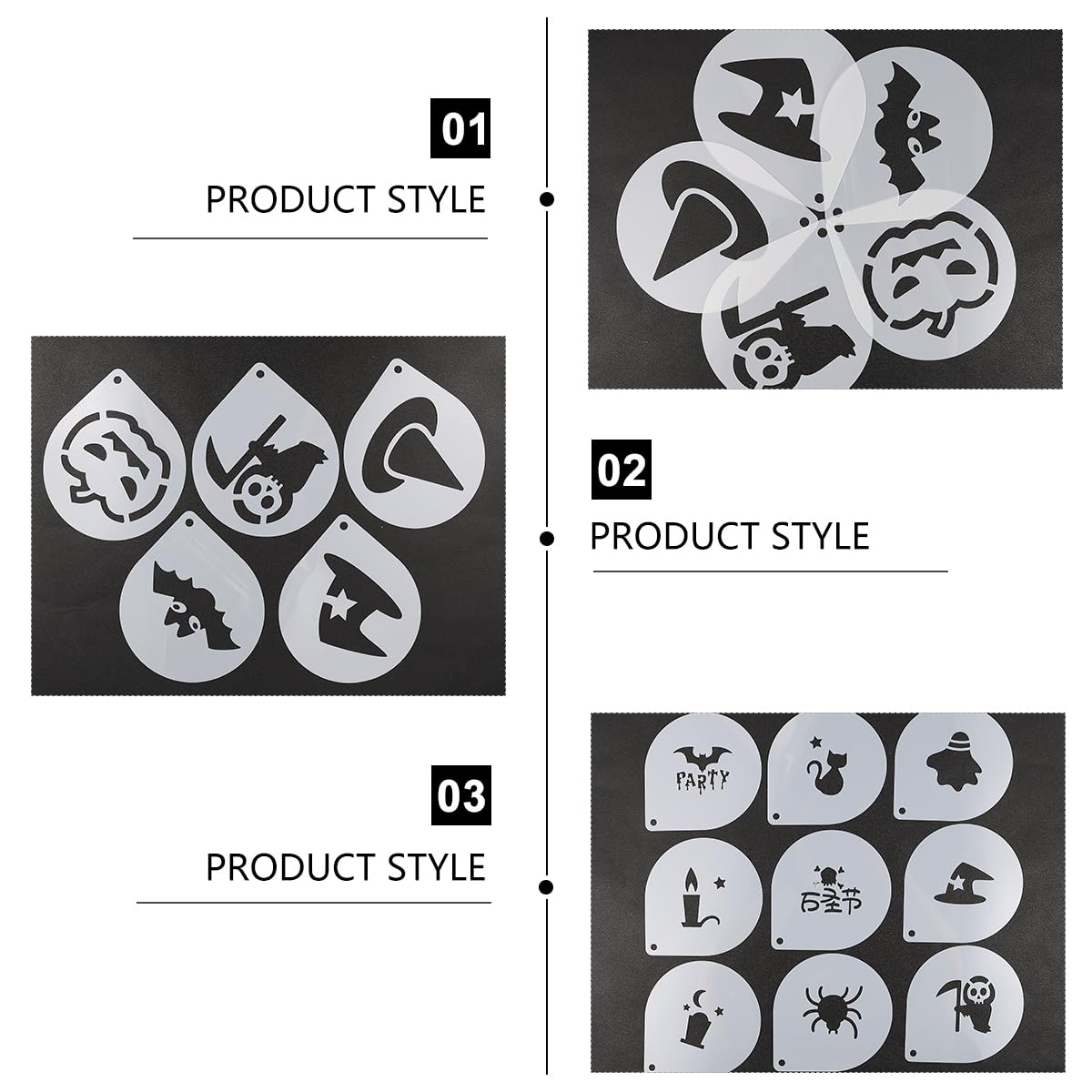 Healifty Coffee Stencils 12Pcs Reusable Latte Art Decorating Templates for Halloween Cakes Cupcakes Baking and Coffee Decoration - Image 4