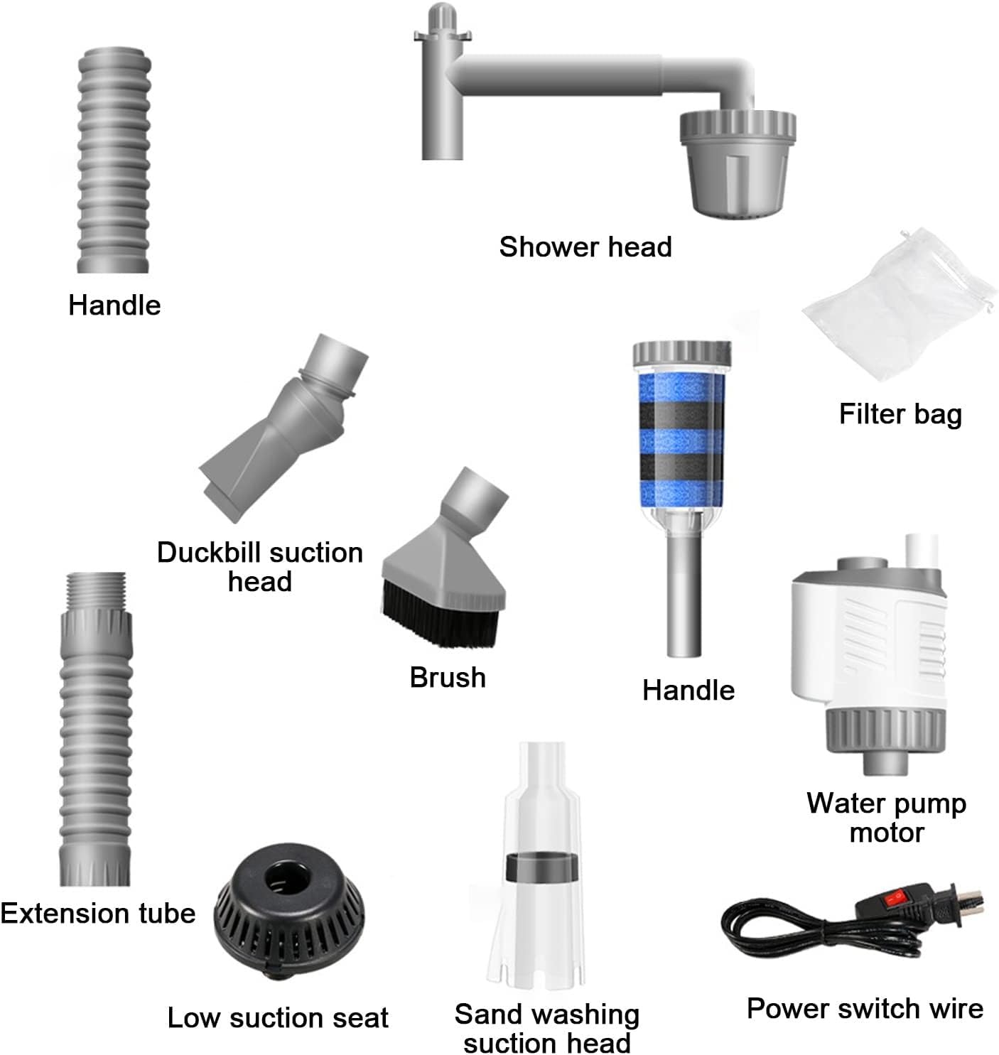 Limpiador De Grava For Acuarios, Kit De Aspiradora For Peceras, Kit De Filtro De Sifón Automático For Acuarios, Filtro De Agua Automático Eficaz For Acuarios For Cambio De Agua, Lavado De Arena(20w)
