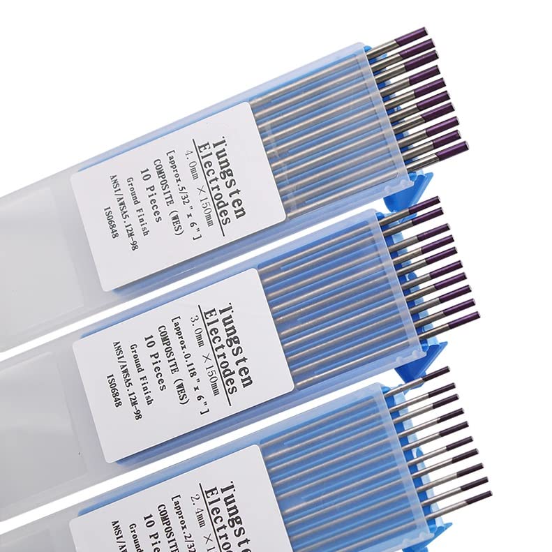 MKSIWSA SUOFEILAIMU 10pcs Weld Electrode Purple Head 4.0 * 150mm WES Tungsten Electrode Welding Accessory 10-400A (Color : WES, Diameter : 4.0mm)