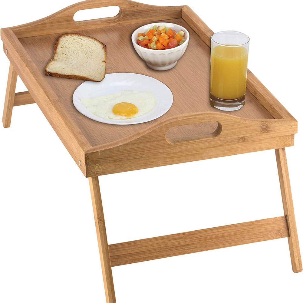 AMERTEERBed Table Laptop Desk Home-It Bed Tray Table With Folding Legs, And Portable Breakfast Serving Tray Bamboo Bed Adjustable Table And Bed Tray With Legs