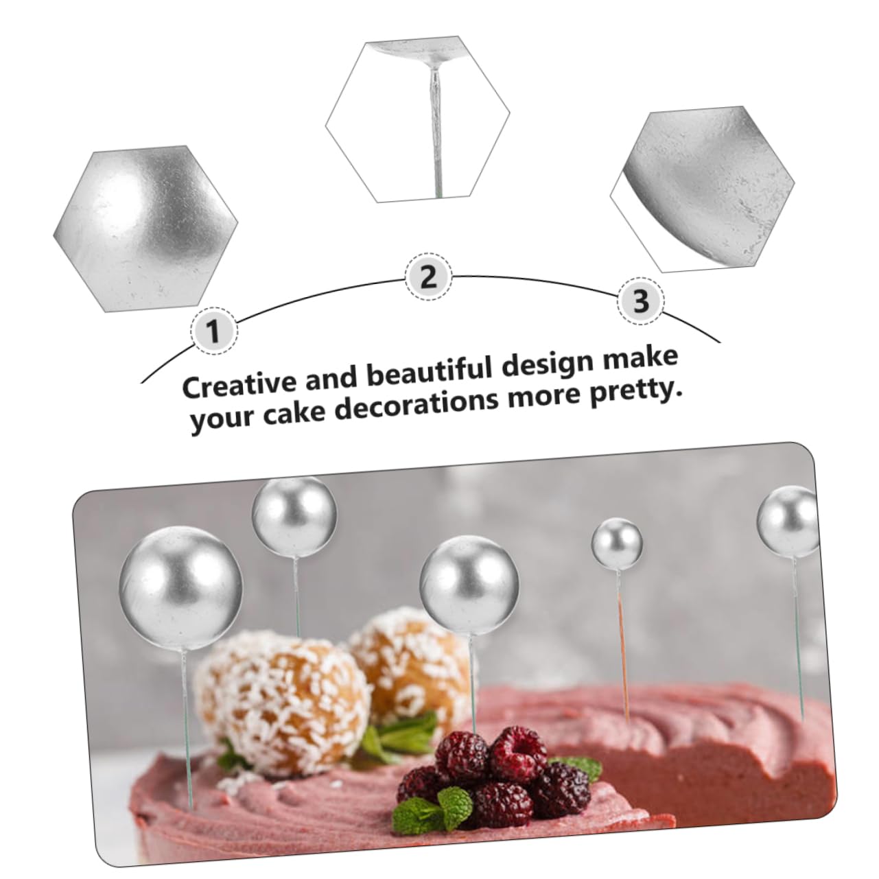 Zerodeko 120pièces Boules Décoratives pour Gâteau Et Décorations De Gâteau Élégantes pour Anniversaires Et Mariages