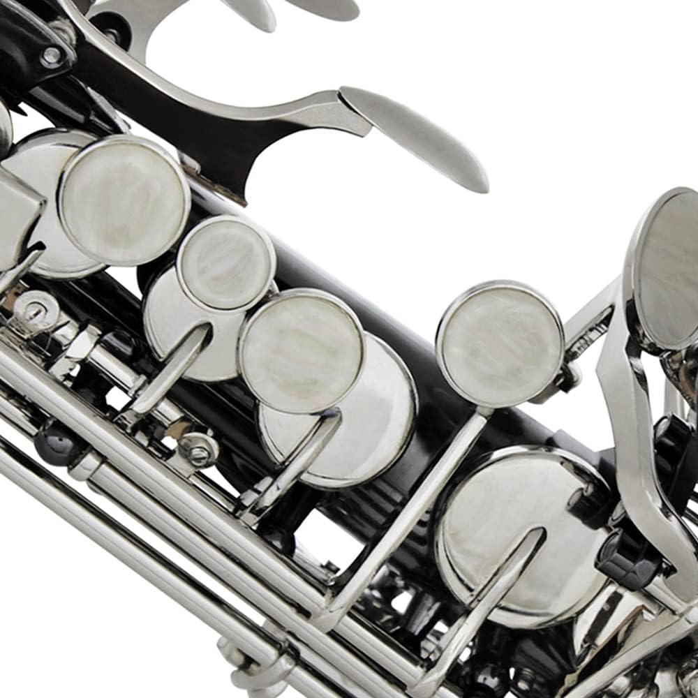 Kit Sassofono Soprano Ottone Sib Sax Soprano Piegato con Custodia per il Trasporto Kit per la Pulizia della Cinghia del Sax Strumenti a Fiato