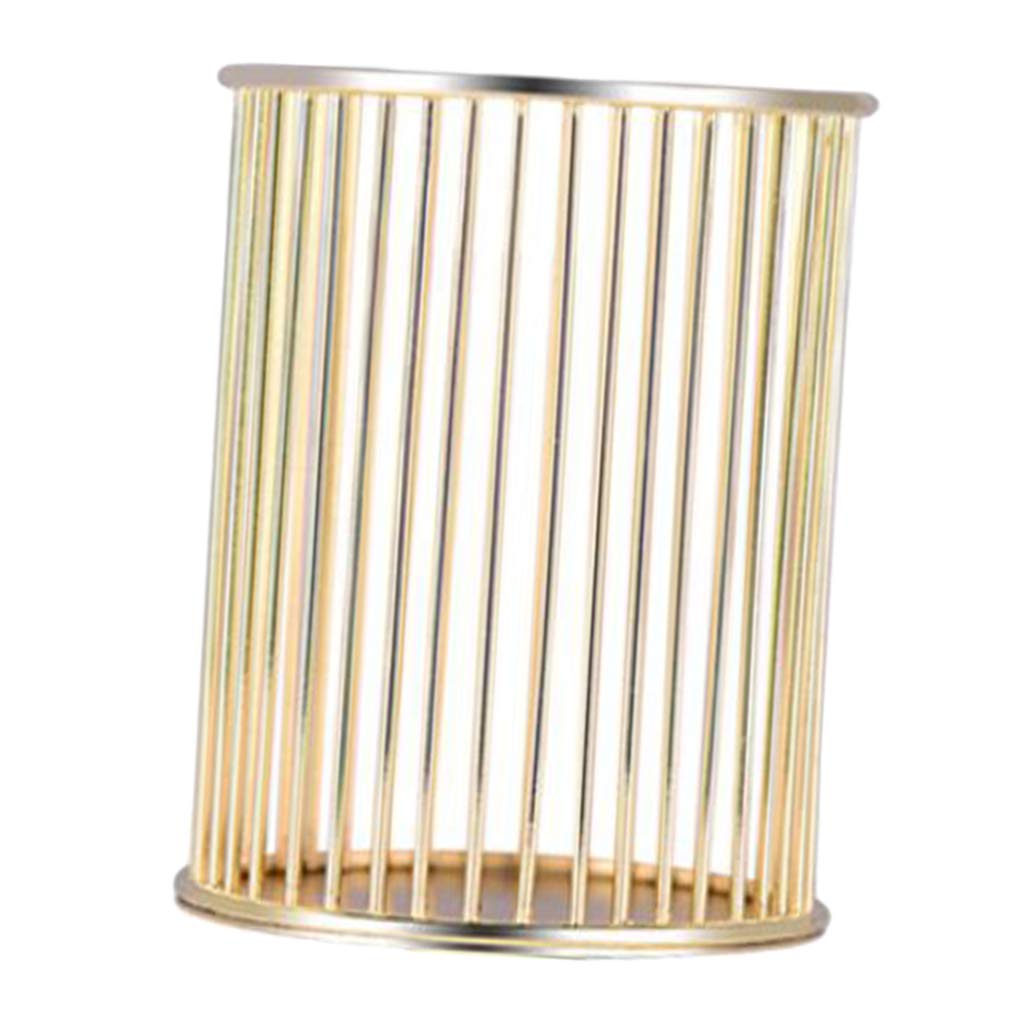 Stifteköcher aus Eisen, rund, Drahtgeflecht, Stiftehalter, Stiftehalter, Schreibtisch-Organizer, goldfarben, 10 Stück