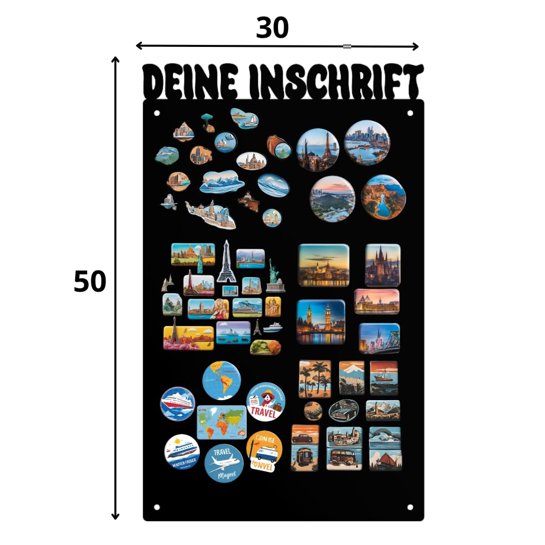Pizarra Magnética Personalizable - 30x50 cm - de Acero - Se Puede Escribir - Ideal Para Imanes y Notas - Incluye Kit de Montaje - Negro