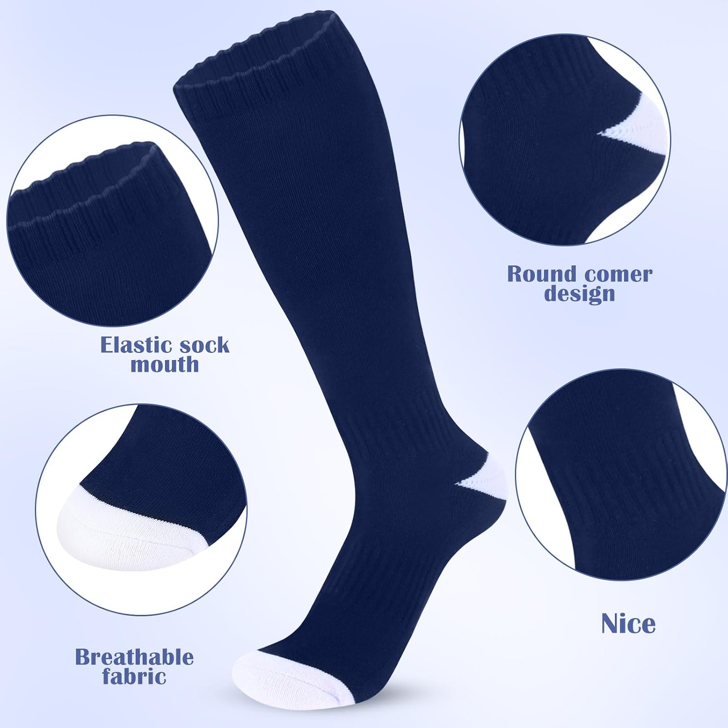 Haysandy 2 Pairs Baseball Softball Socks Athletic Soccer Football Sports Socks Over the Calf for Adult Men Women