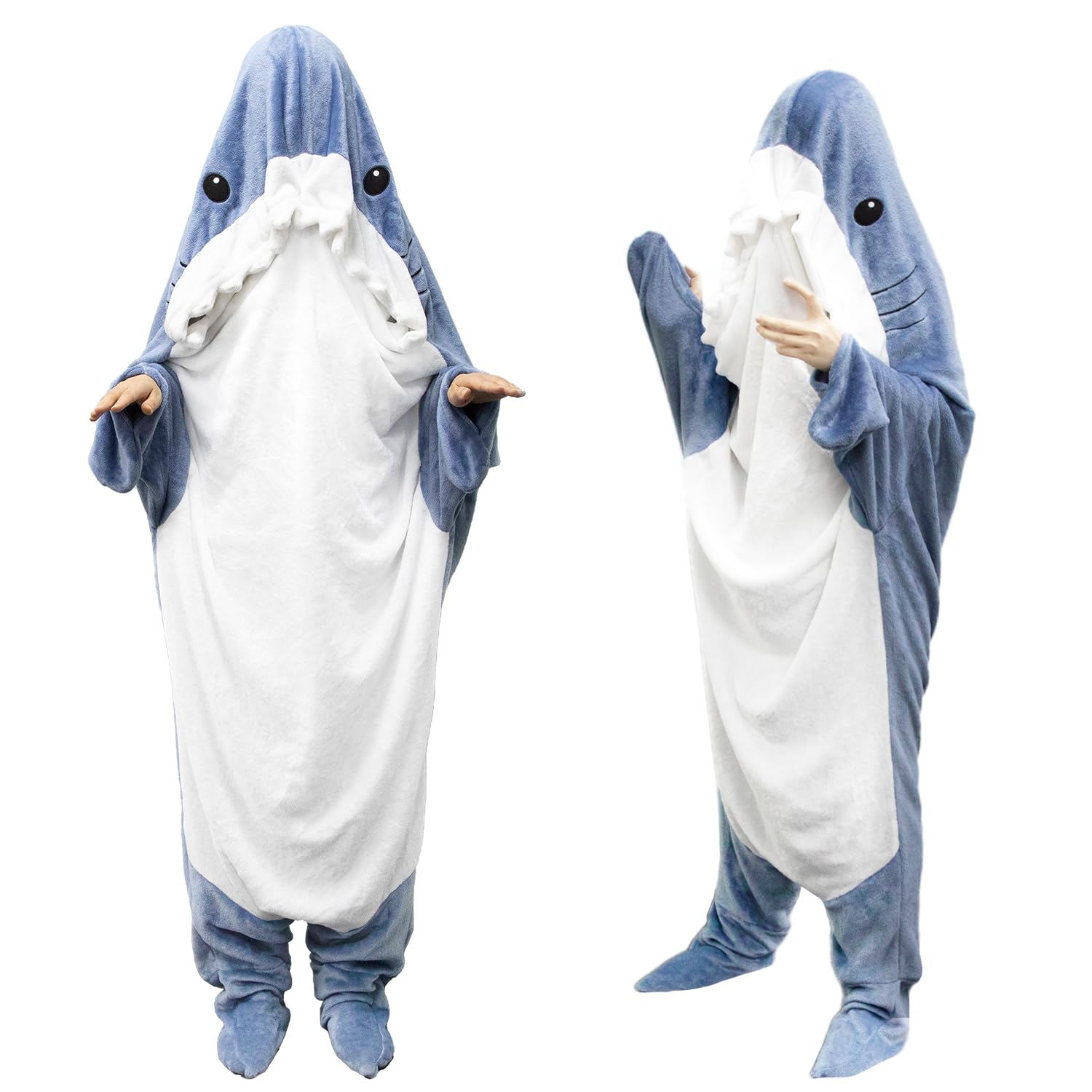 Shark Wearable Blanket Hoodie Onesie for Kids Adult,Cozy Fleece Shark Blanket Hoodie, Shark Cosplay Costume Kids Women Men