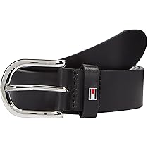 Tommy Hilfiger Donna Cintura New Danny Belt Cintura in Pelle, Nero (Masters Black), 95 cm