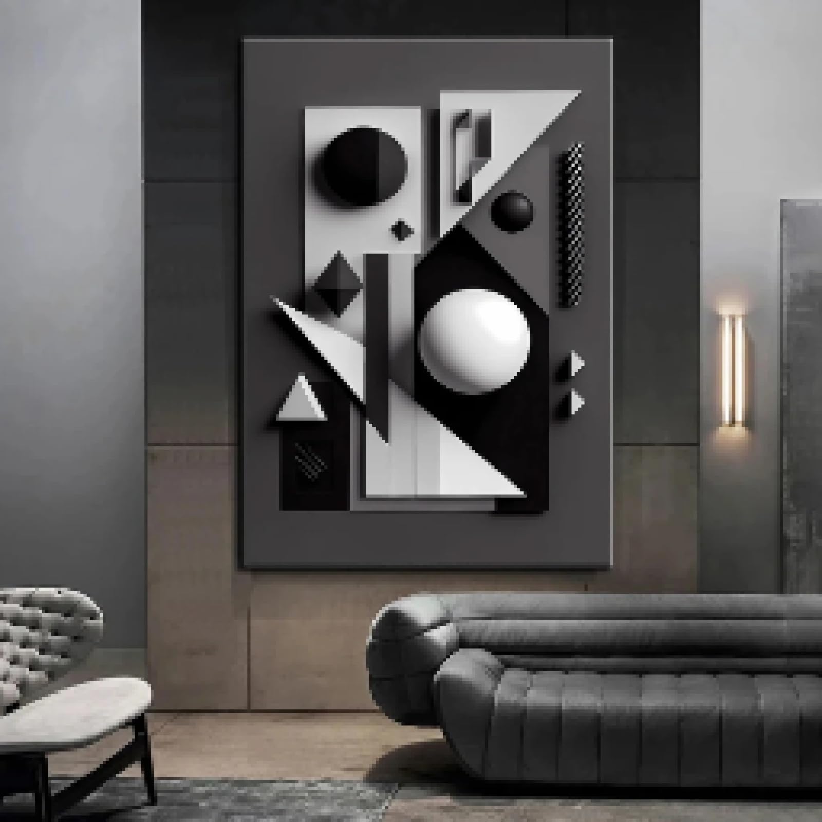 Affiche HD imprimée relief 3D art abstrait avec cadre - 8