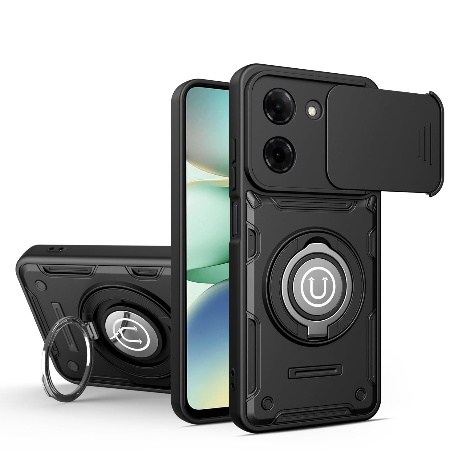 Coque robuste Redmi A5 4G contre les chutes avec support noir - 8