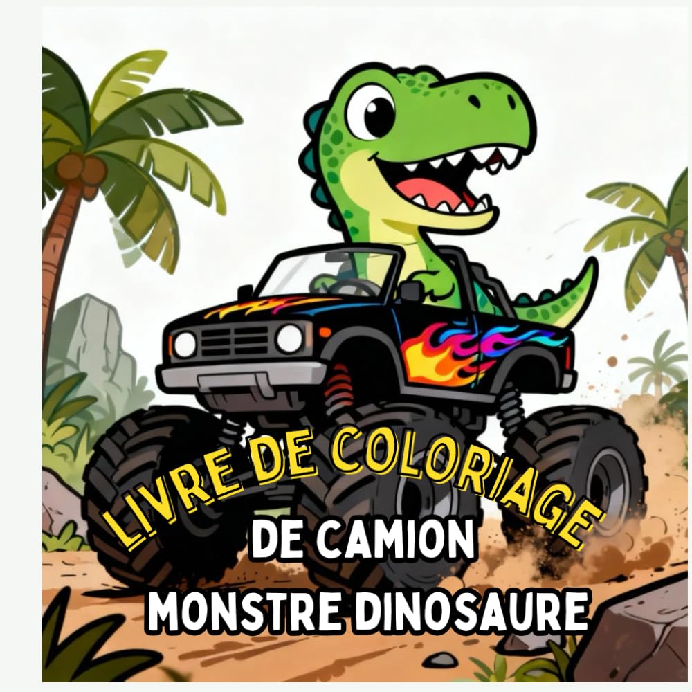 Livre de coloriage de camions monstres dinosaures: Des dinosaures puissants et des monster trucks géants – coloriage amusant et facile pour enfants