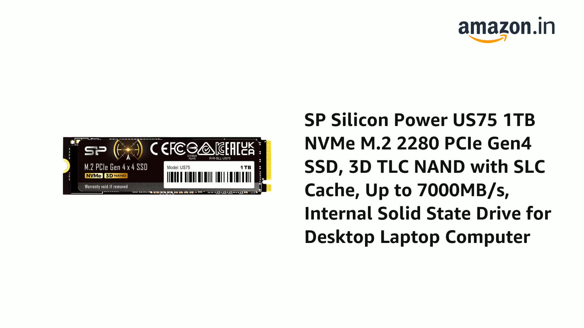 シリコンパワー 1TB US75 NVMe PCIe Gen4 M.2 2280 Amazon.in: Buy SP Silicon Power US75 1TB NVMe M.2 2280 PCIe Gen4