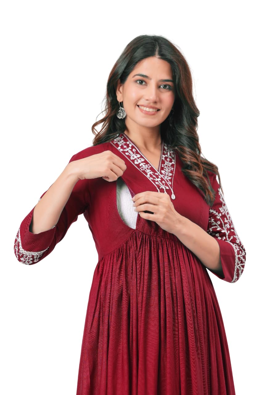 Maternity Feeding Nighty for Women – Premium Cotton Breastfeeding Gown with Front Zip Access – Relaxed Fit Pregnancy & Post Delivery Night Dress for All-Day Comfort-image-33
