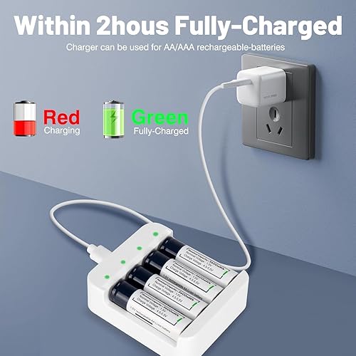 Miniatura 6 de Baterías recargables AA de litio, paquete de 12 baterías de 1.5 V 3600 mWh de alta capacidad de doble tamaño A con cargador, para cámara Blink al