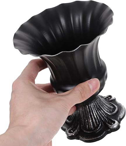 Miniatura 6 de MAGICLULU Florero de mesa de metal, maceta de trompeta, florero floral, florero decorativo de escritorio, pequeño jarrón de metal antiguo, jarrón de