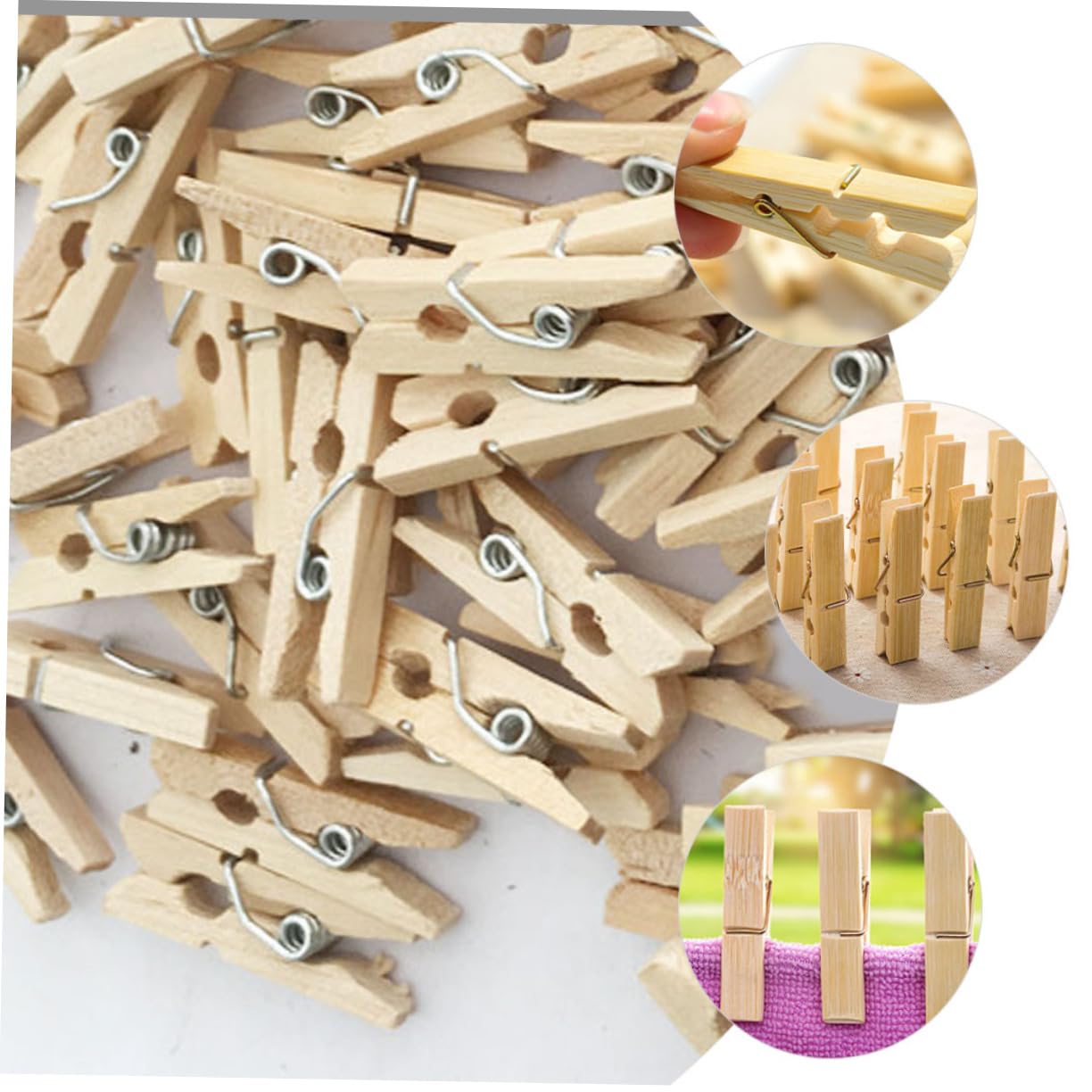 MAGICLULU Mollette Per Foto in Legno 100 Pezzi Mollette Lisce Multiuso Per Vestiti E Asciugamani.