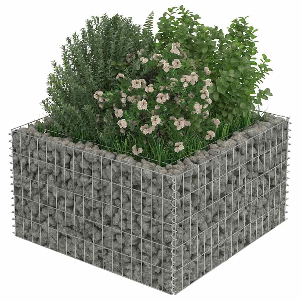 Podwyższona donica gabionowa ze stali galwanizowanej 90x90x50 cm duża skrzynia ogrodowa na kwiaty stabilna rama rabatowa wytrzymała na rdzę i warunki atmosferyczne do wypełnienia kamieniami