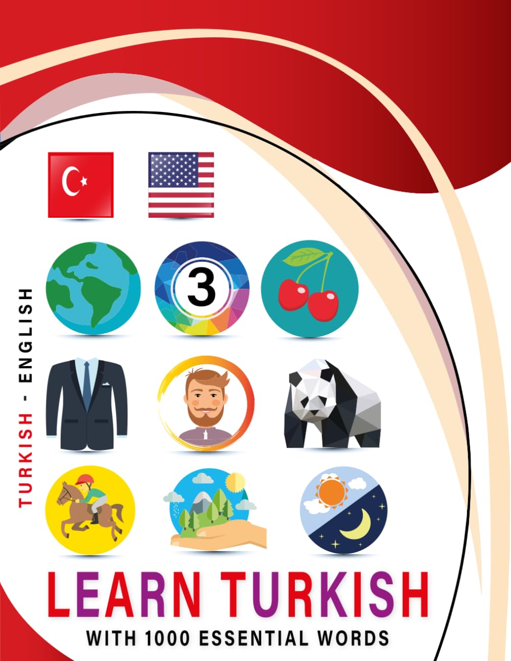 Learn Turkish with 1000 Essential Words: Bilingual Turkish - English Language Learning Book for Kids & Adults with Essential Vocabulary