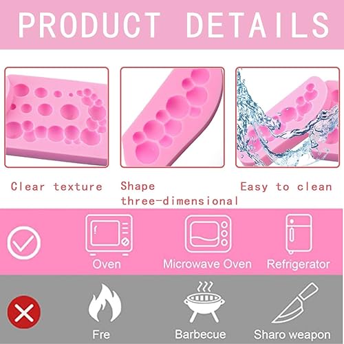 Miniatura 3 de 2 moldes de fondant de perlas 3D semiesferas, moldes de silicona para fondant, forma hemisférica, decoración de pasteles de burbujas, moldes de