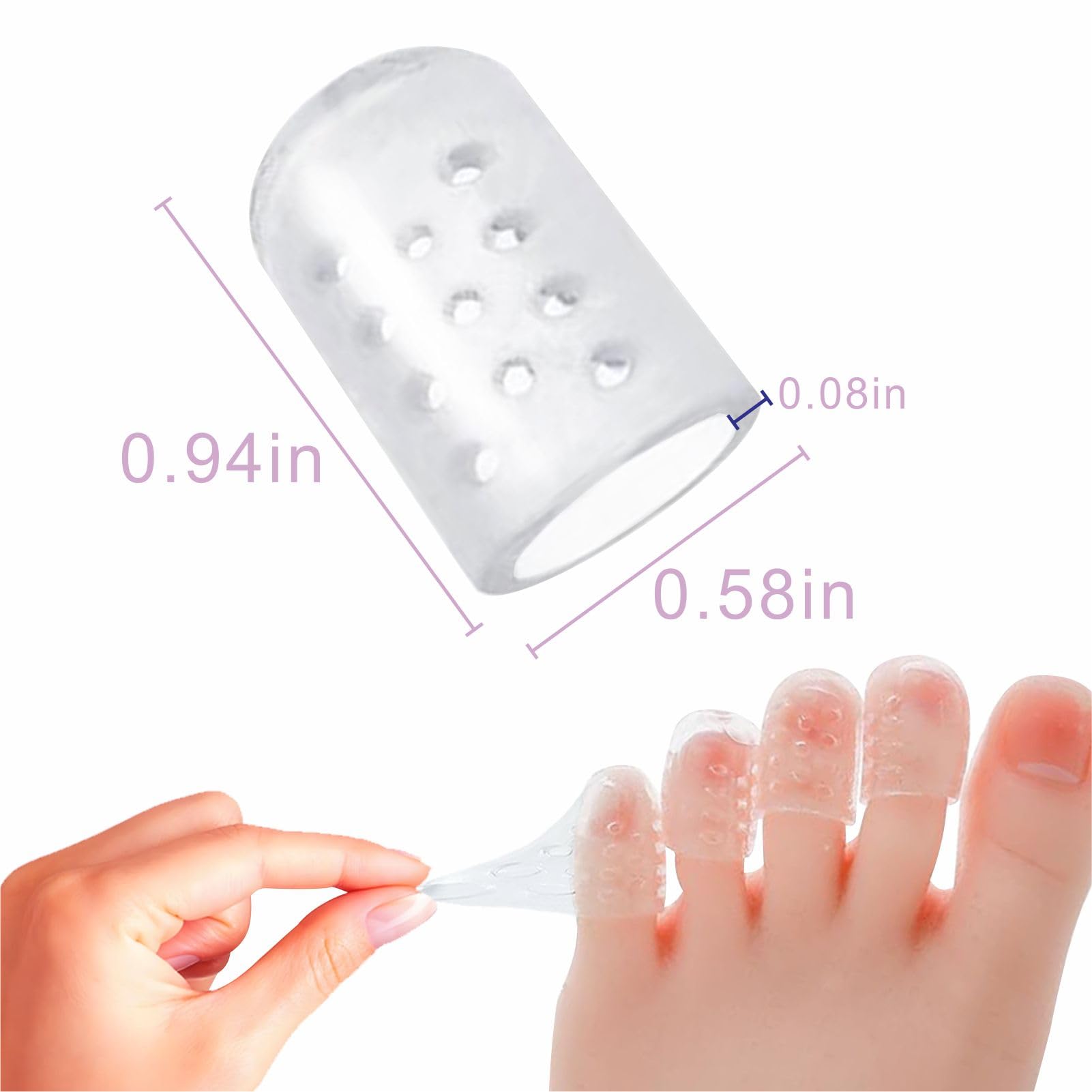 20 protezioni per dita dei piedi in silicone, anti-attrito, in gel, traspiranti, per uomini e donne, per calli, vesciche e sollievo dal dolore