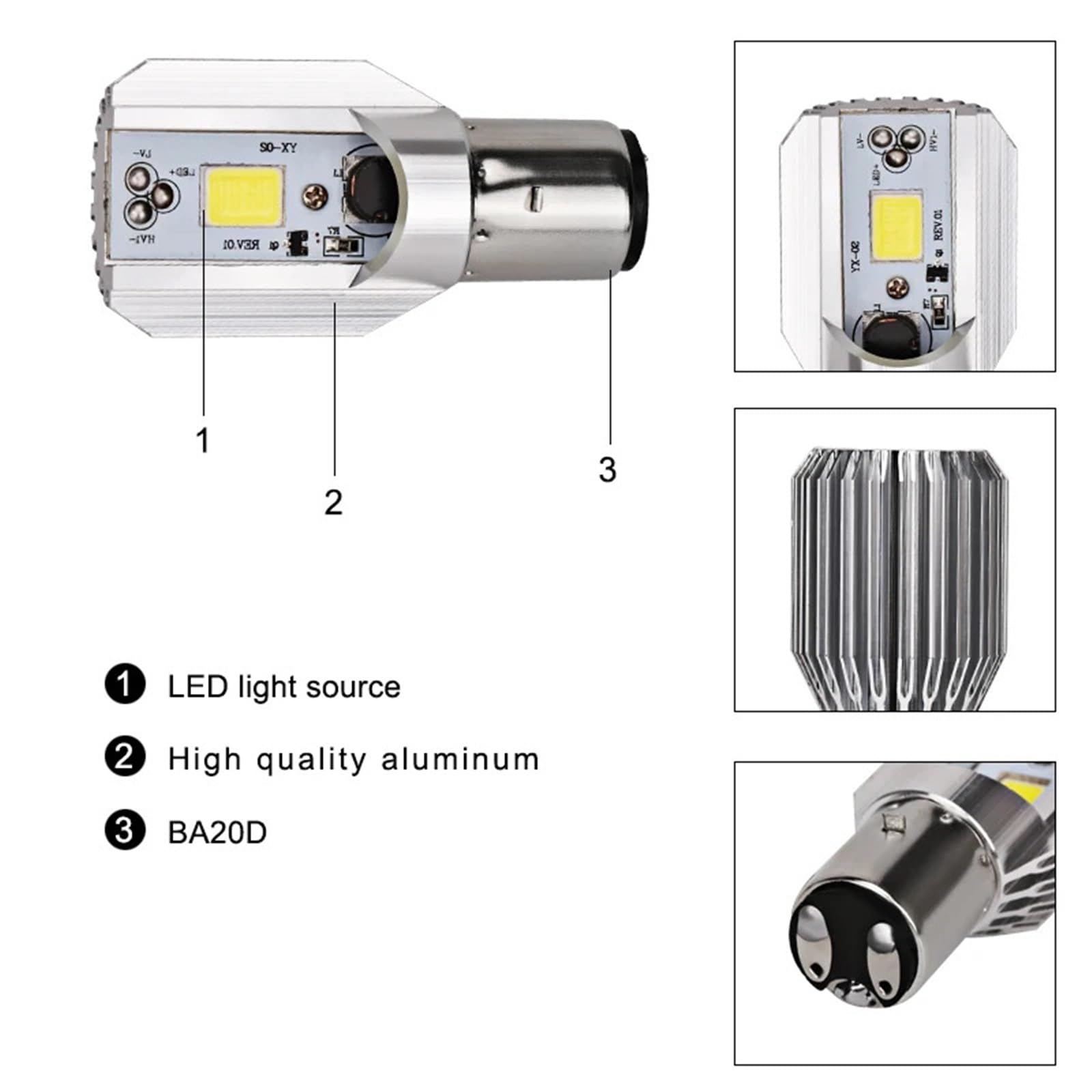 feu additionnel moto led Phare de moto 6000k, ampoule H6 Ba20d, accessoires, éclairage pour Yamaha, Honda(H4)