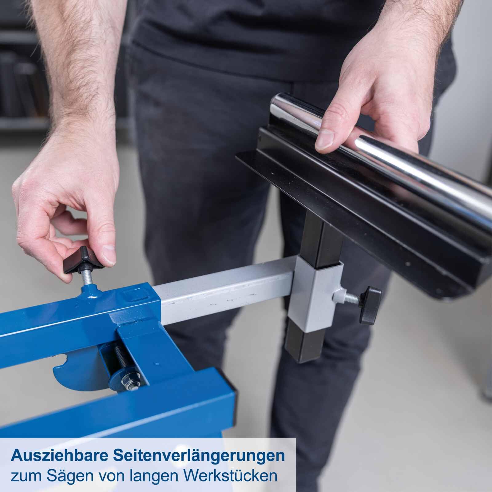 Scheppach Untergestell Arbeitstisch UMF1550 | Maschinentisch für Kappsägen, Schleifmaschinen, Dekupiersägen & Tischbohrmaschinen | Last 150kg | Höhe 780mm | Ausziehbar 935-1985mm | Auflagenhöhe 935mm