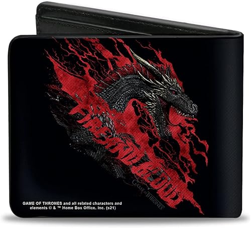 Miniatura 2 de Billetera de poliuretano plegable Juego de Tronos el Dragón Despierta Fuego y Sangre Negro Rojo, Game of Thrones
