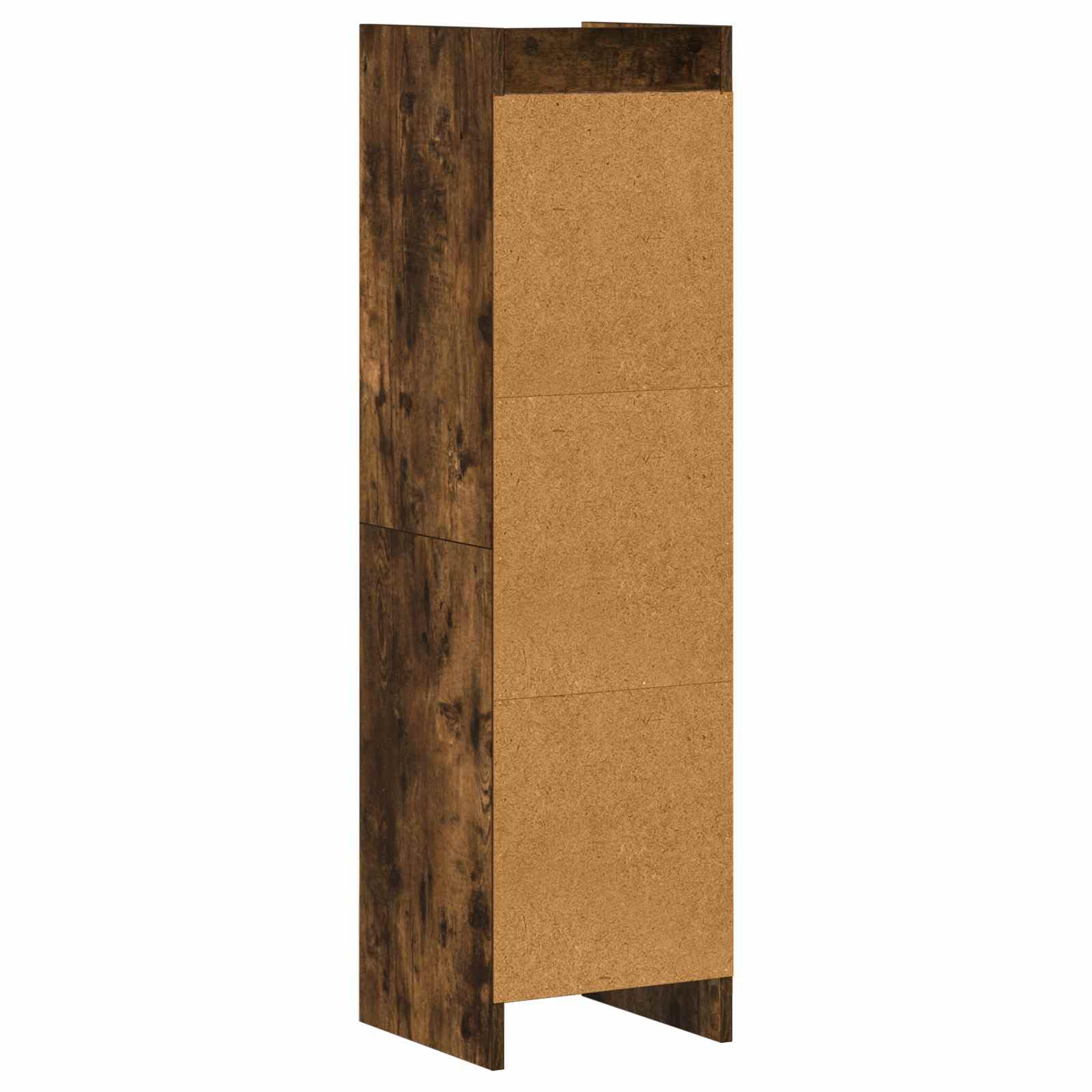 Libreria in legno di rovere affumicato, 30 x 30 x 111 cm, con 3 ripiani, mobile salvaspazio per soggiorno e studio, soluzione di archiviazione stabile