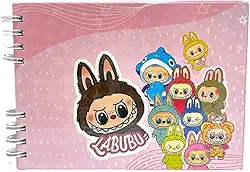 Livro de Colorir Monstro Bu Infantil A5 (21x15cm), Capa Dura Holográfica Brilhante, 50 Desenhos Exclusivos, Papel Grosso 180g (Rosa)