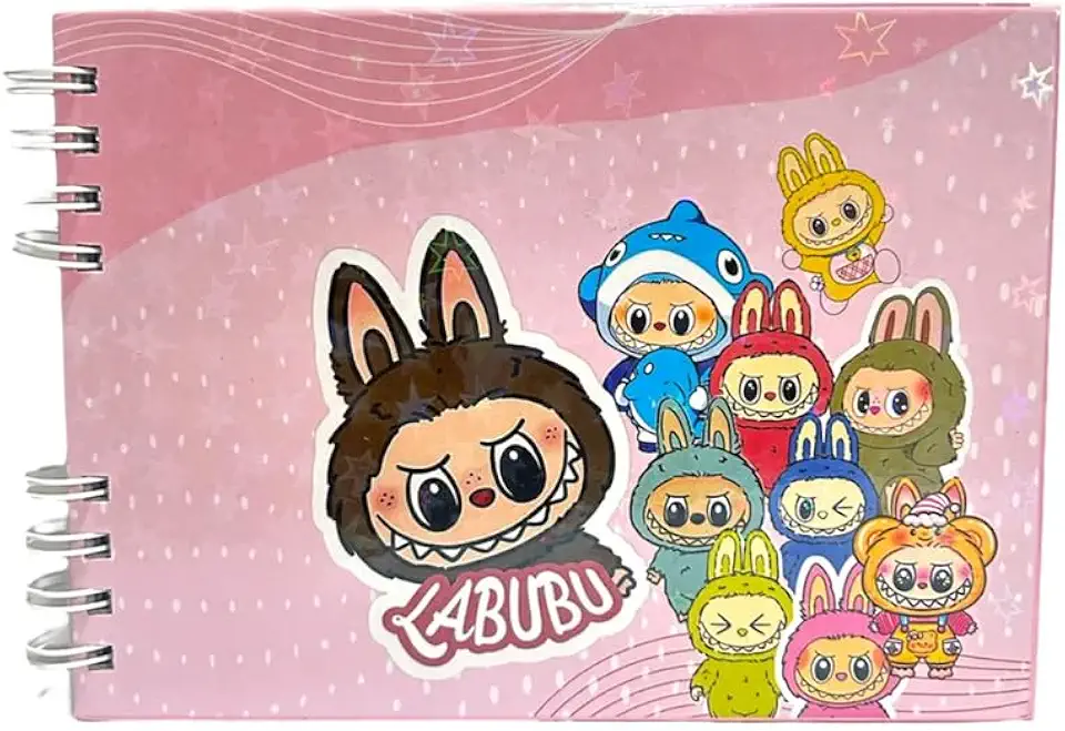 Livro de Colorir Monstro Bu Infantil A5 (21x15cm), Capa Dura Holográfica Brilhante, 50 Desenhos Exclusivos, Papel Grosso 180g (Rosa)