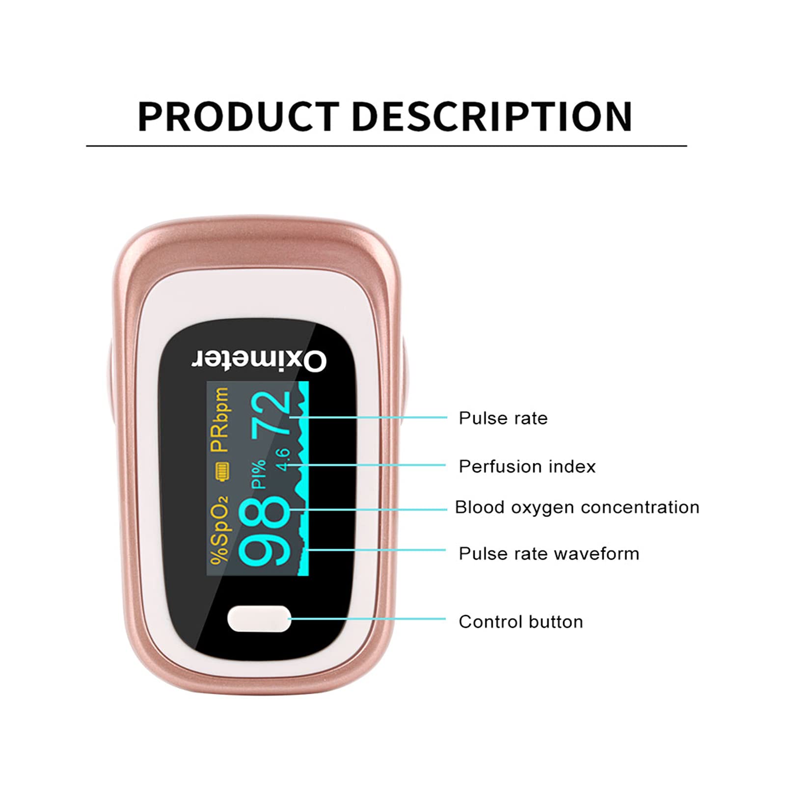Pulsossimetro Da Dito, Monitor Della Saturazione Di Ossigeno Per Adulti E Bambini, Ossimetro Da Dito Con Monitor Di Ossigeno Nel Sangue Per Frequenza Cardiaca E Livello Di SpO2 Con Display OLED