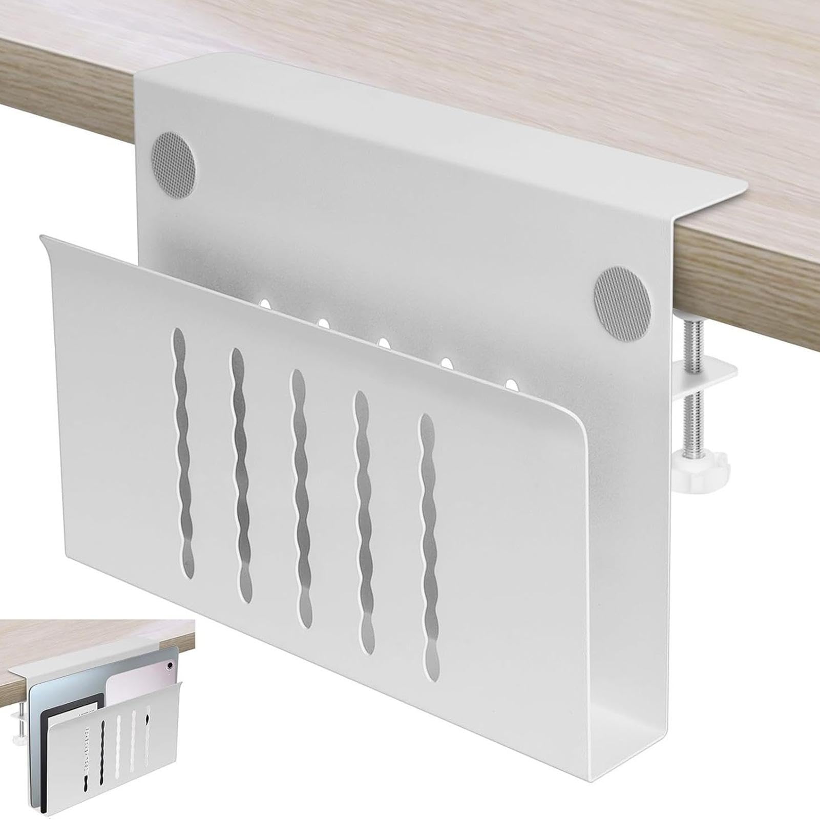 Organizer da scrivania | Supporto verticale per laptop in lega di | alluminio, organizer da scrivania multifunzionale per computer portatile, dissipazione del calore, supporto laterale per scri