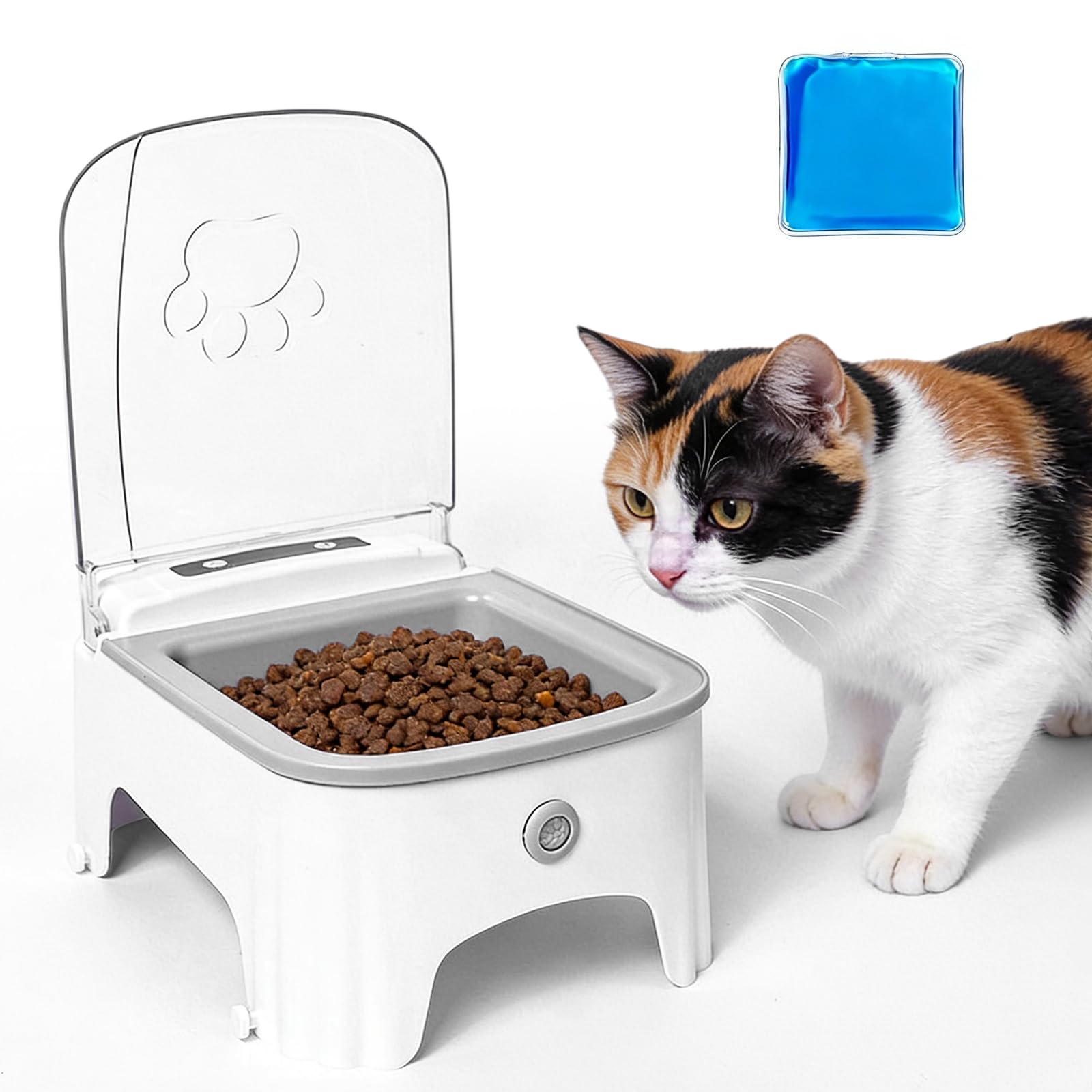 Bol pour Chiens avec Capteur Infrarouge, 500ml Mangeoire Automatique, Distributeur Croquettes Chat Automatique avec Interrupteur Programmé, Distributeur Automatiques pour Alimentation Sèche/Humide