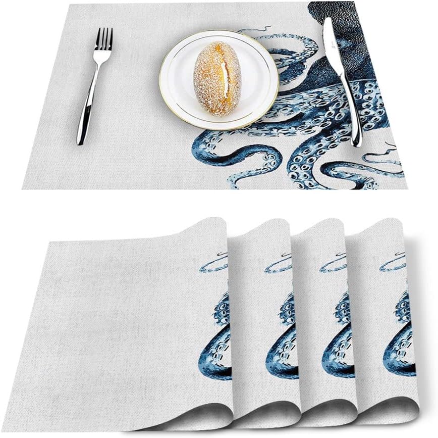 4/6pcs Set Table Mats Printed Cotton Linen Table Napkin Kitchen Accessories Home Party Decorative Placemats(4 PCS)
