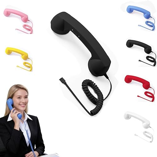 Auricular retro para teléfono, teléfono retro tipo C, con cable, estilo teléfono fijo, receptor de teléfono de la vieja escuela para teléfonos