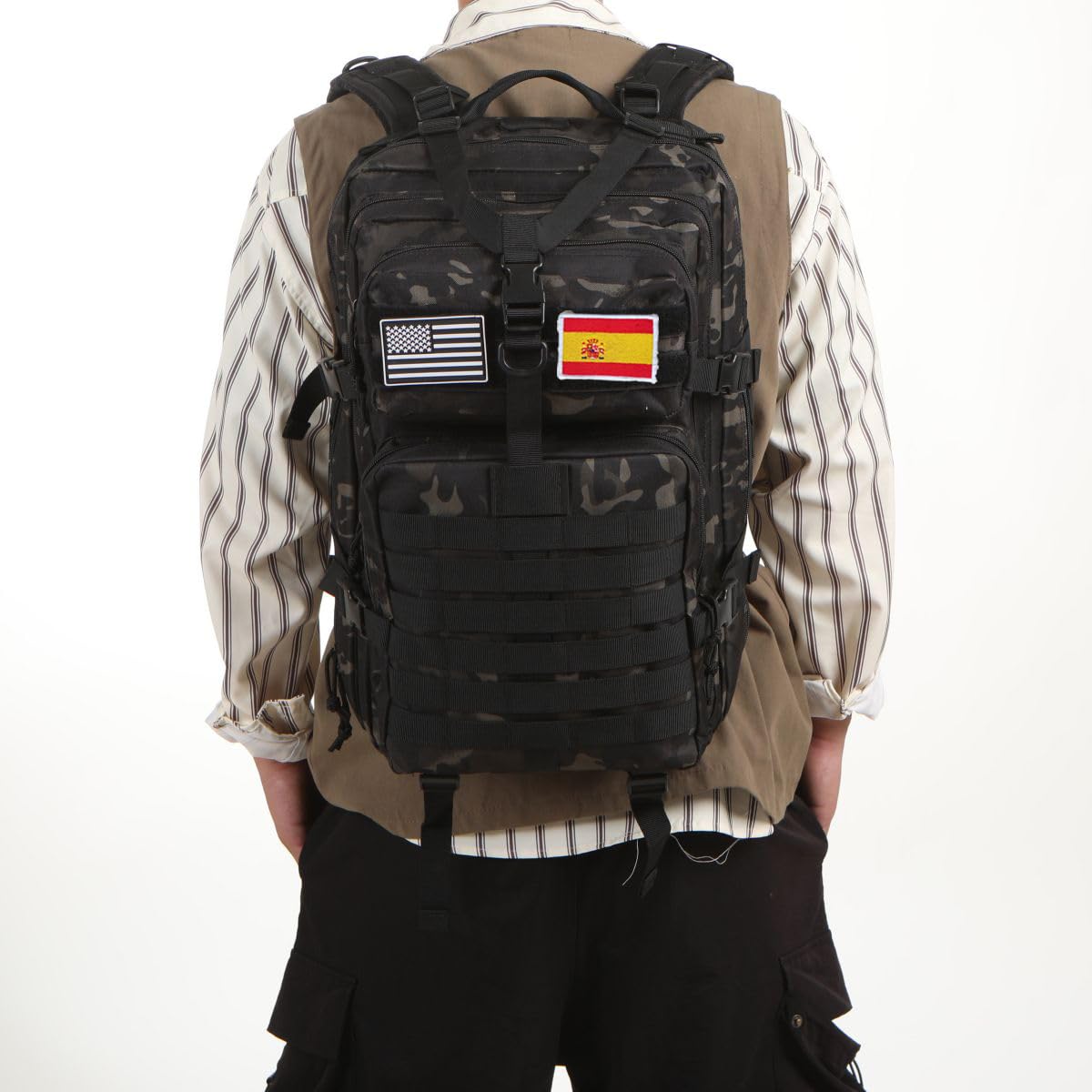 Sac à dos tactique 50 litres avec système Molle - Grande capacité militaire imperméable pour urgences de 3 jours, chasse, randonnée et camping - Sac à dos pour activités de plein air